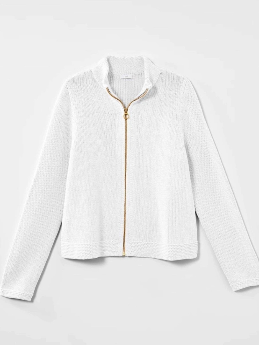 J.Jill Zip-Front Cardi Full-Zip Sweater White Medium
